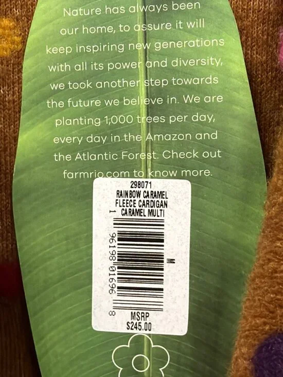 Farm Rio Caramel Polka Dot Rainbow Long Cardigan Sweater Jacket Medium NEW - Picture 7 of 9